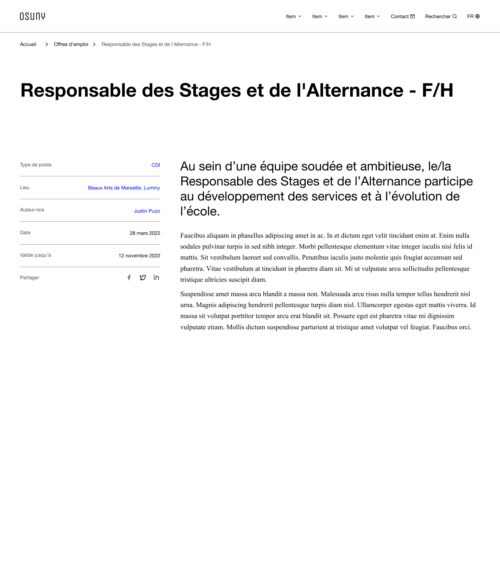 Page d’une offre