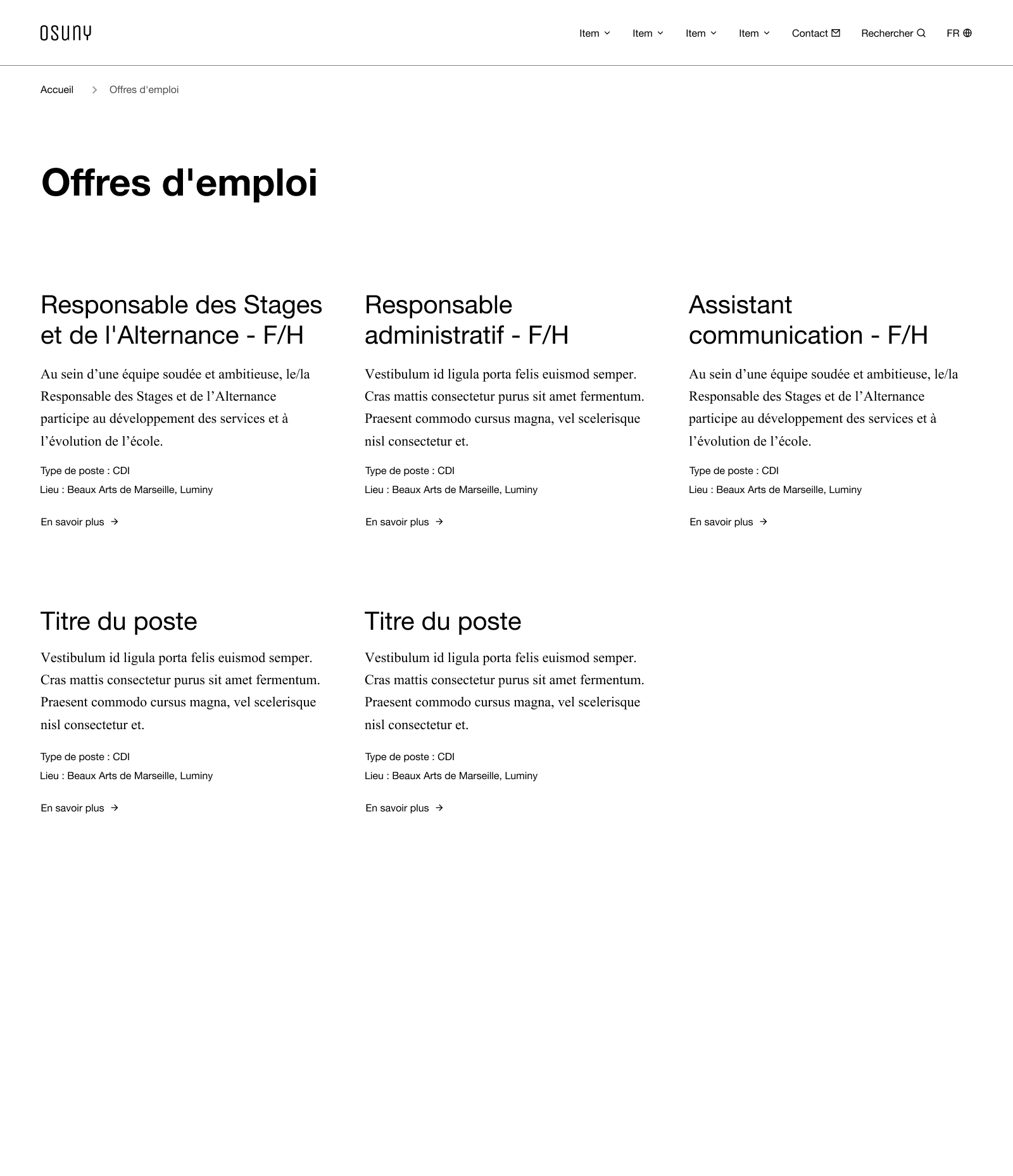 Page des offres